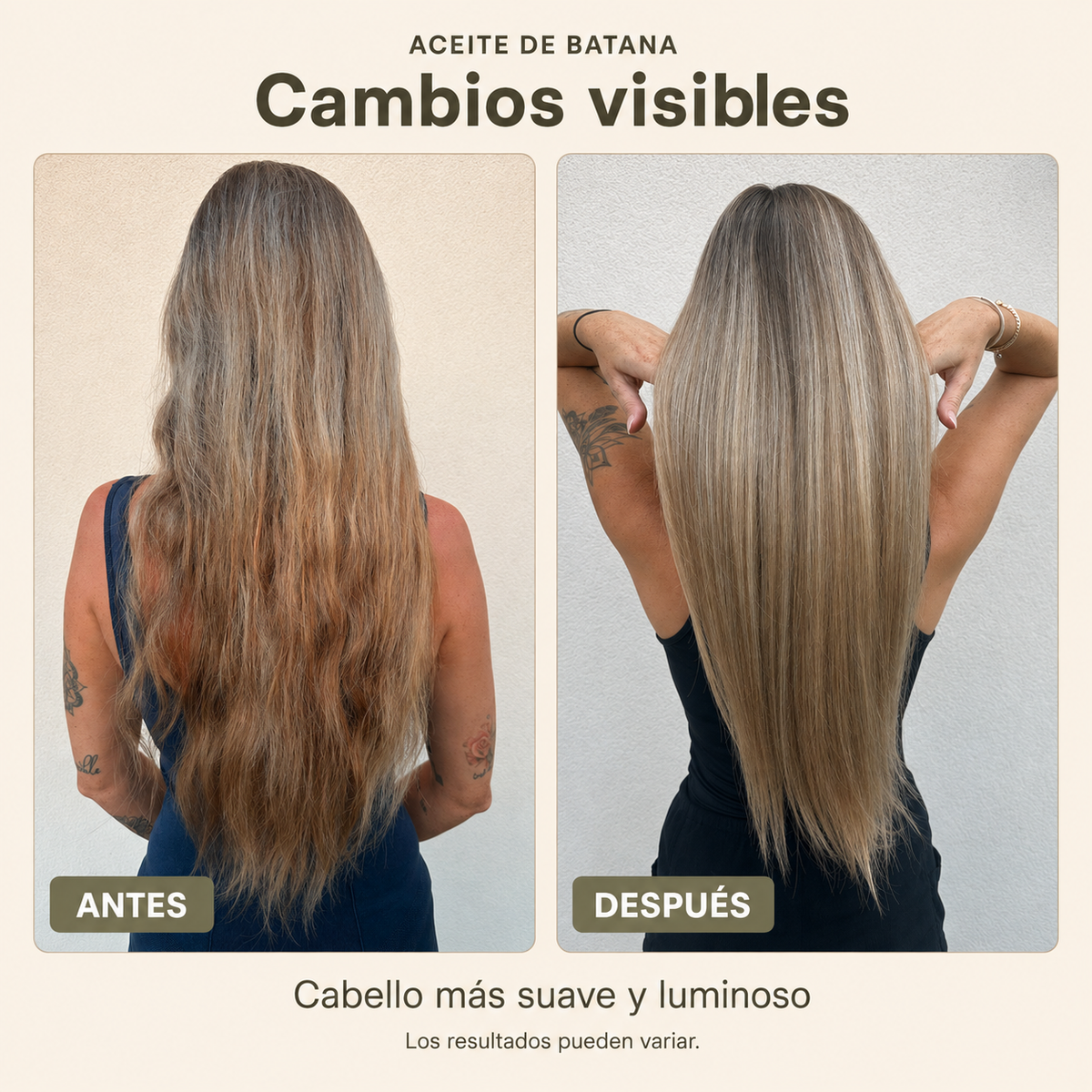 Resultados antes y después del Aceite de Batana